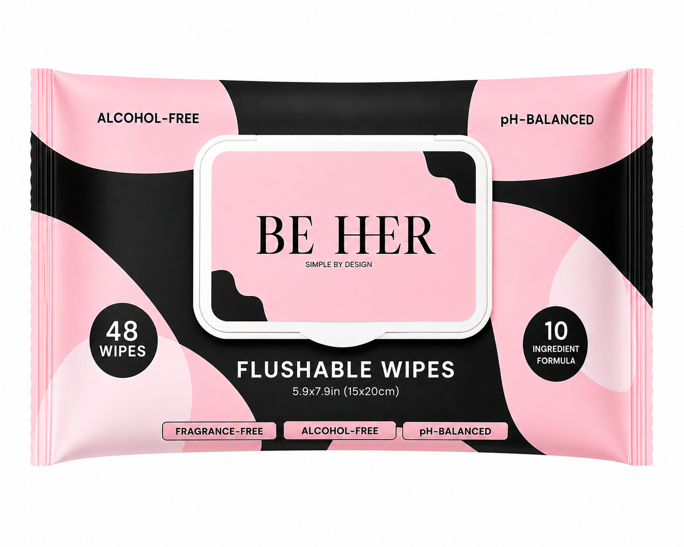 BE HER Flushable Wipes, 48 Count